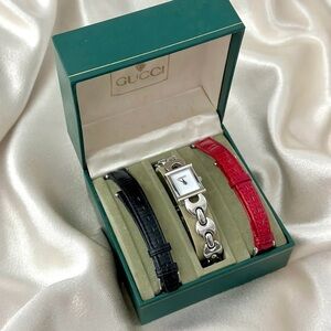AUTHENTIC RARE VINTAGE GUCCI INTERCHANGEABLE LEATHER WATCH